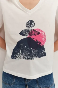 T-Shirts^One Step Madian - T-Shirt Ecru Visuel Coton Bio Danseuse Arty