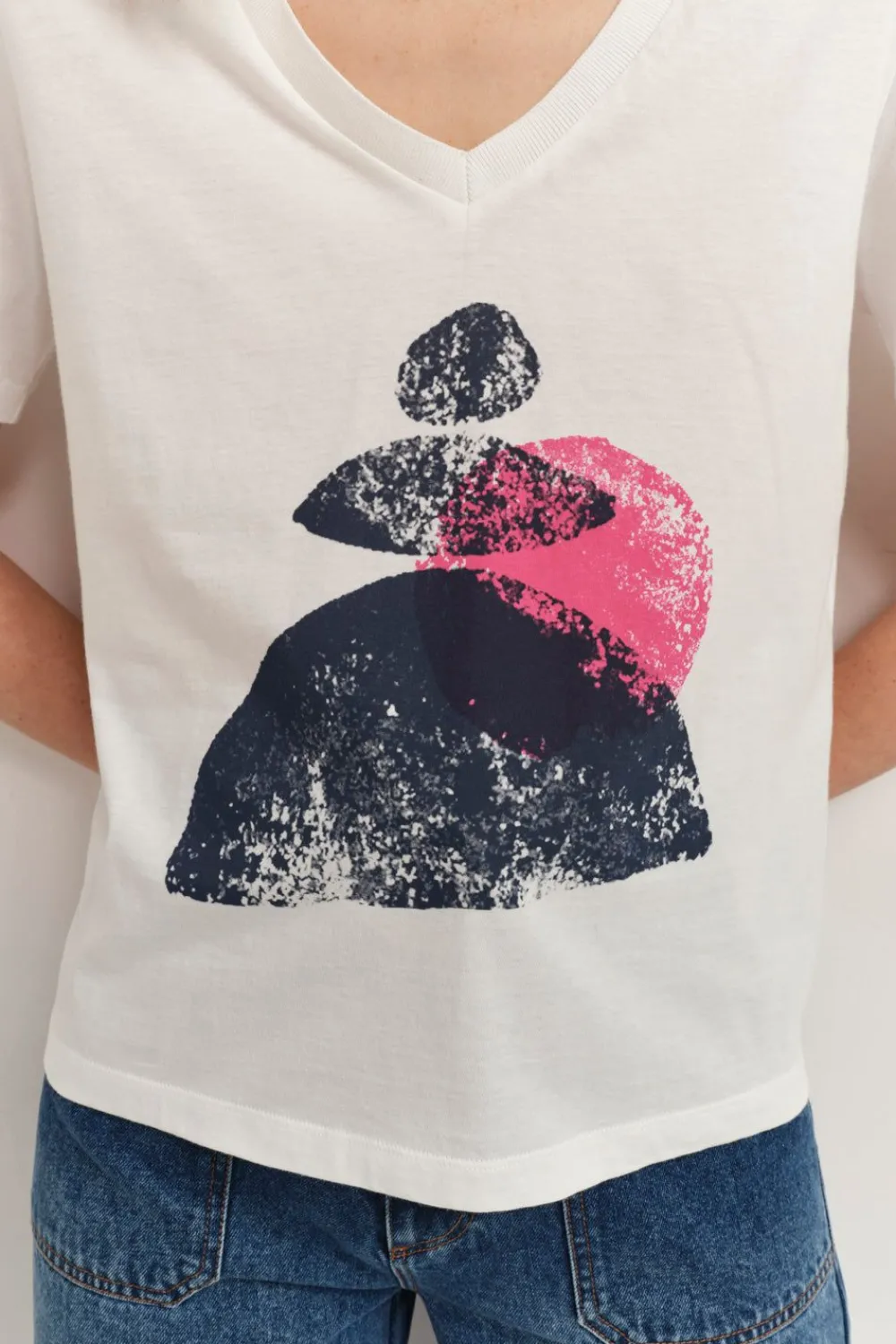 T-Shirts^One Step Madian - T-Shirt Ecru Visuel Coton Bio Danseuse Arty