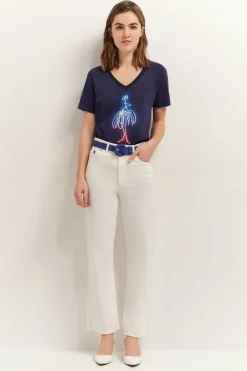 T-Shirts^One Step Madian - T-Shirt Estate Blue Coton Bio Visuel Danseuse Futuriste