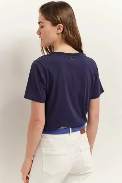 T-Shirts^One Step Madian - T-Shirt Estate Blue Coton Bio Visuel Danseuse Futuriste