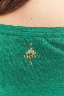 T-Shirts^One Step Magic - T-Shirt Green Grass Maille Lin Pailletee