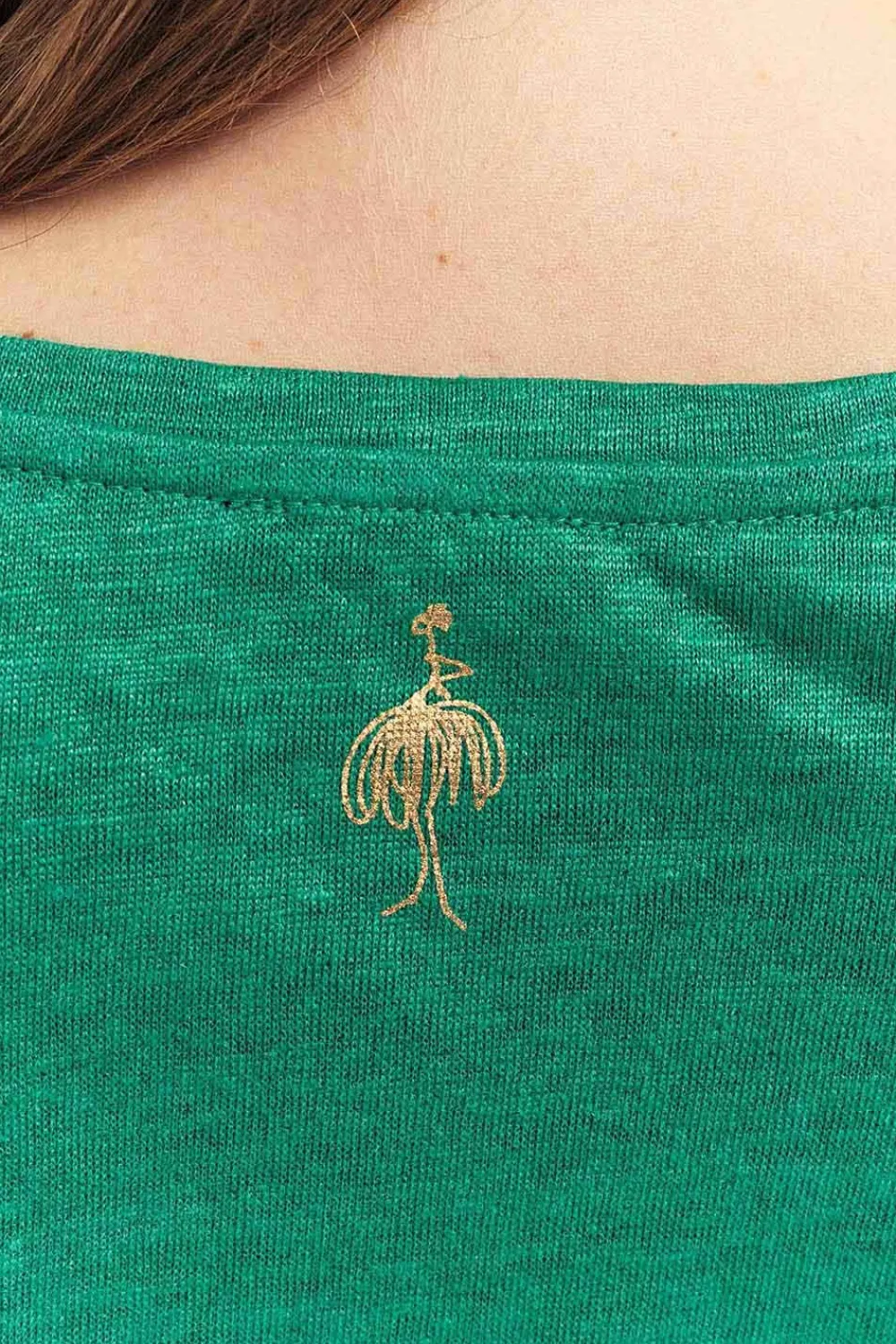 T-Shirts^One Step Magic - T-Shirt Green Grass Maille Lin Pailletee