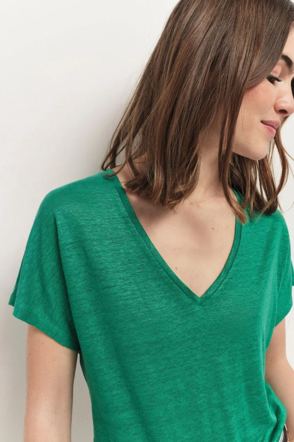 T-Shirts^One Step Magic - T-Shirt Green Grass Maille Lin Pailletee