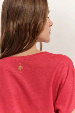 T-Shirts^One Step Magic - T-Shirt Hibiscus Maille Lin Pailletee