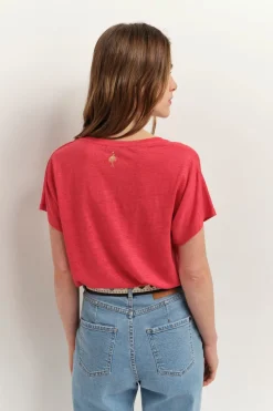 T-Shirts^One Step Magic - T-Shirt Hibiscus Maille Lin Pailletee