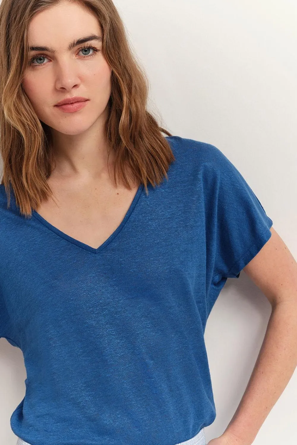 T-Shirts^One Step Magic - T-Shirt Santorin Blue Maille Lin Pailletee