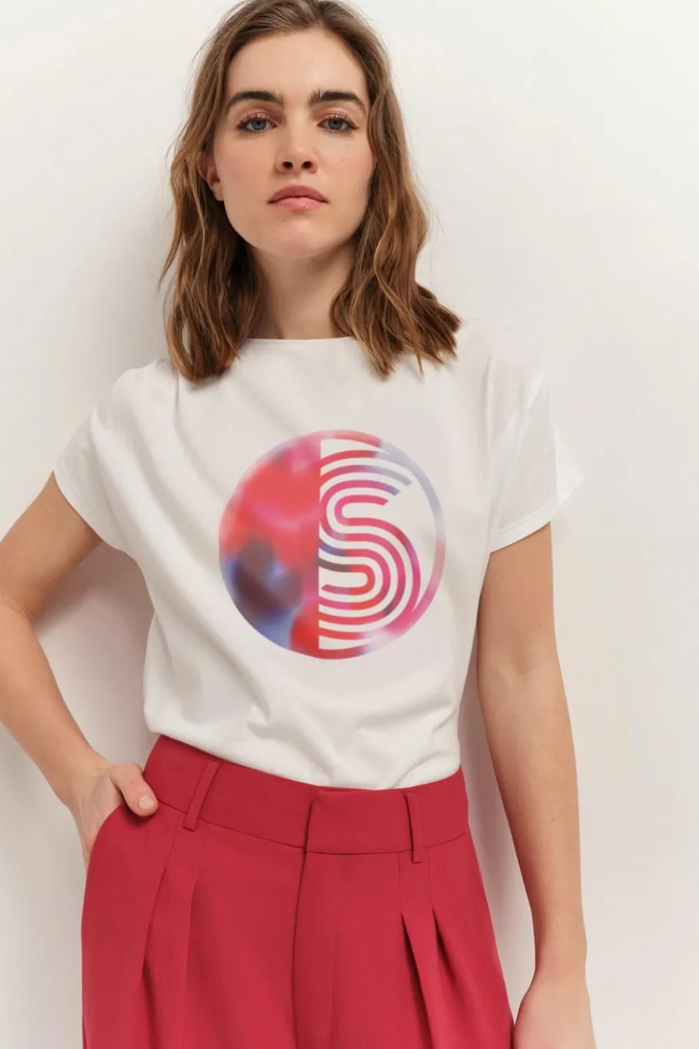 T-Shirts^One Step Magnus - T-Shirt Ecru Coton Bio Visuel Palmiers