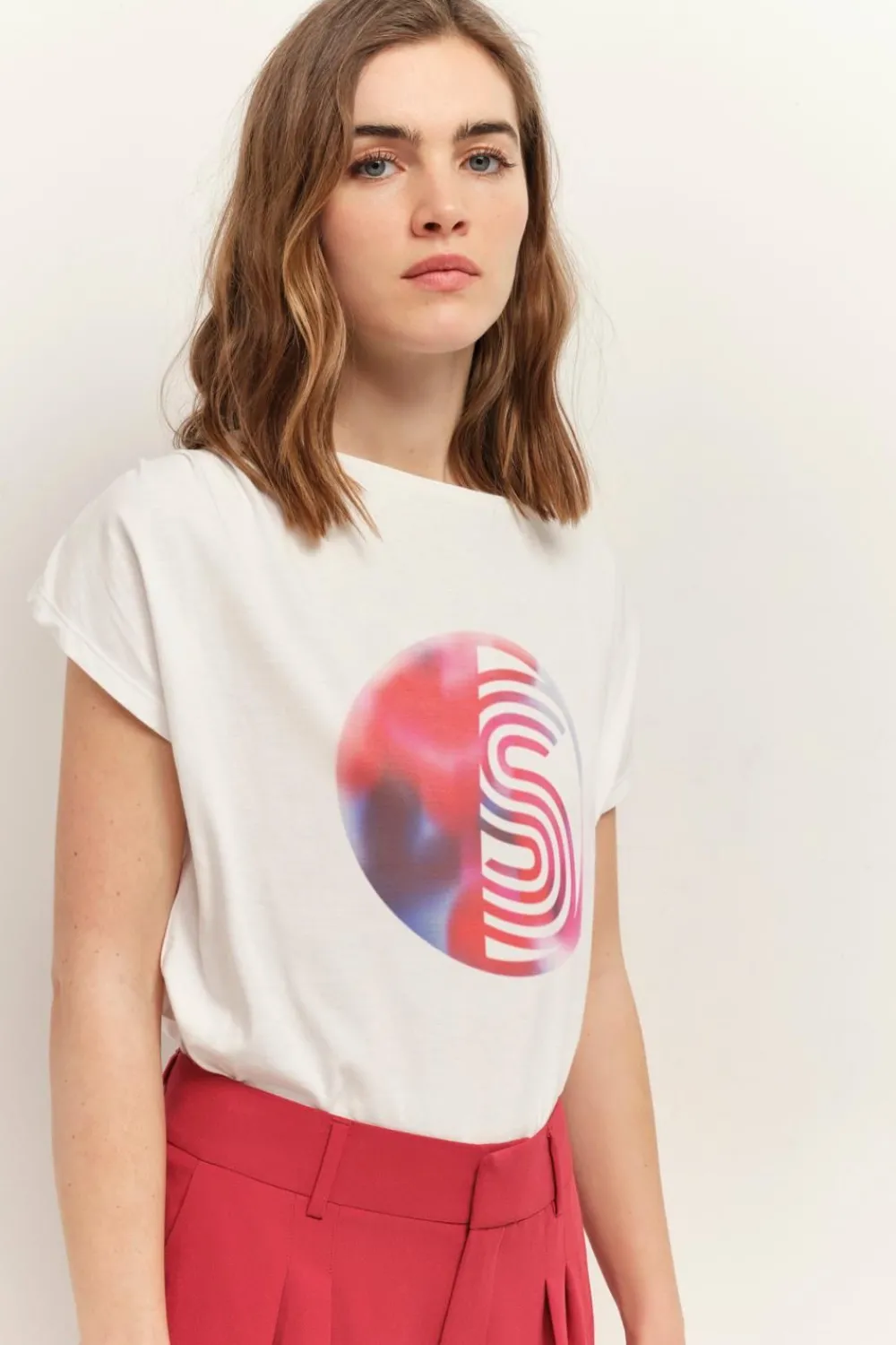 T-Shirts^One Step Magnus - T-Shirt Ecru Coton Bio Visuel Palmiers