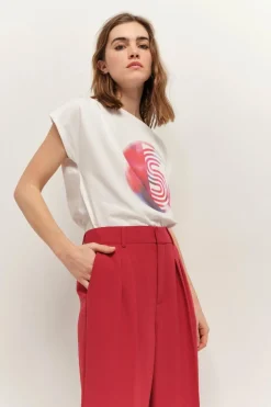 T-Shirts^One Step Magnus - T-Shirt Ecru Coton Bio Visuel Palmiers