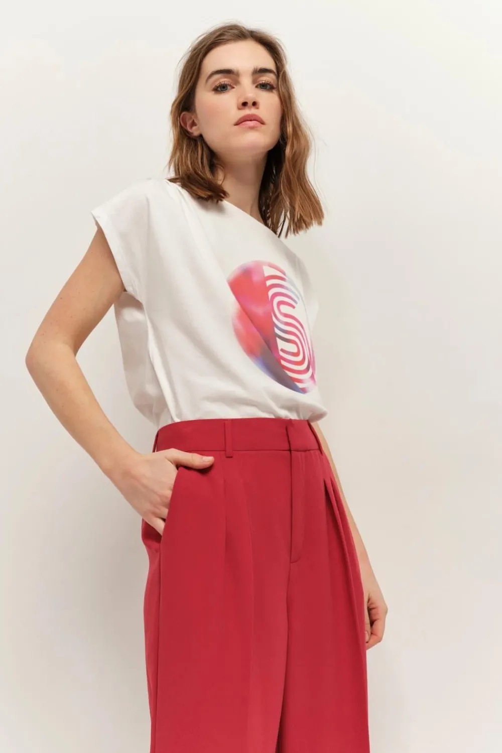 T-Shirts^One Step Magnus - T-Shirt Ecru Coton Bio Visuel Palmiers