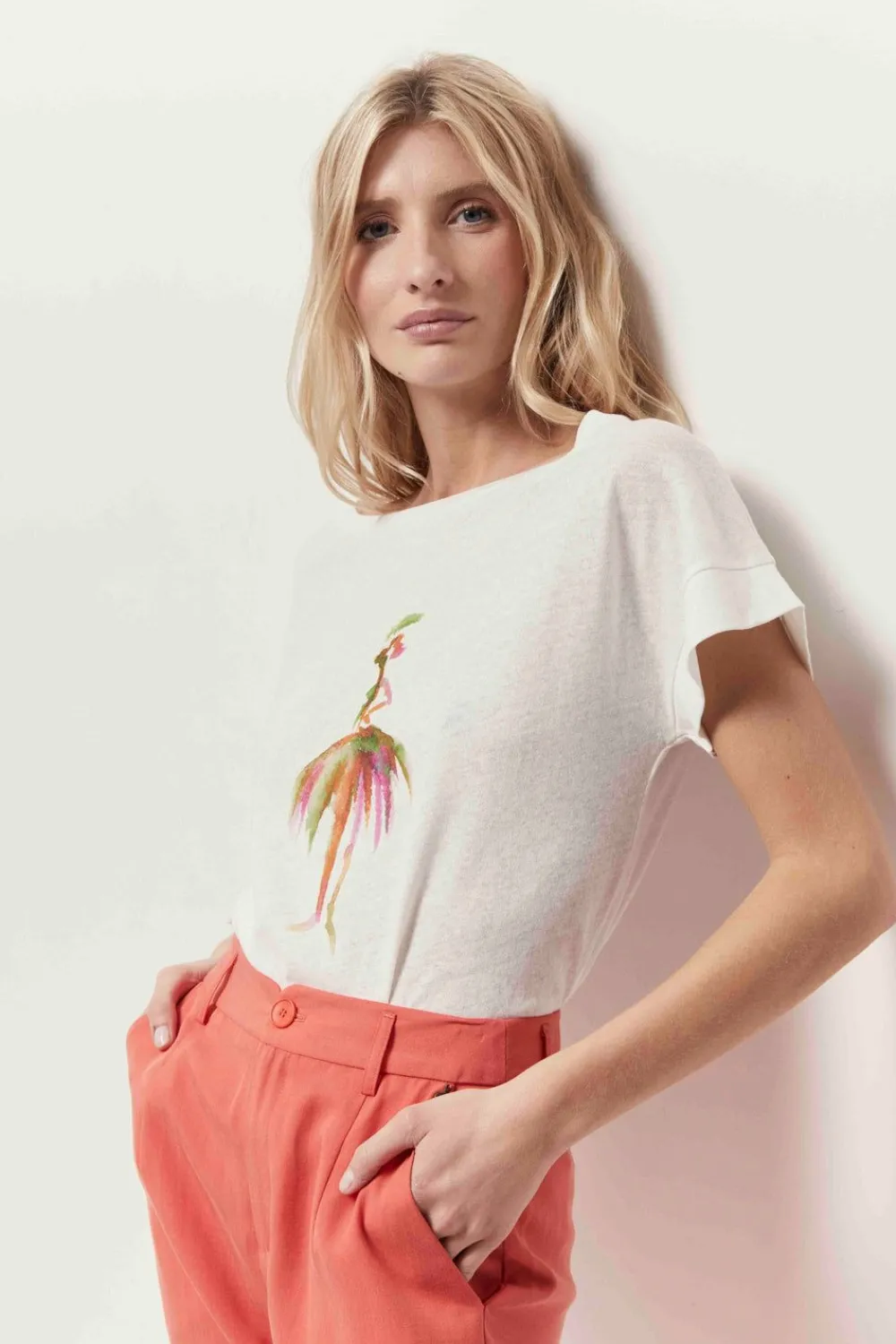 T-Shirts^One Step Mania - T-Shirt Ecru Visuel Danseuse Aquarelle