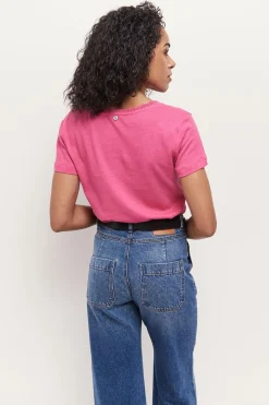 T-Shirts^One Step Mania - T-Shirt Fuchsia En Coton Lin