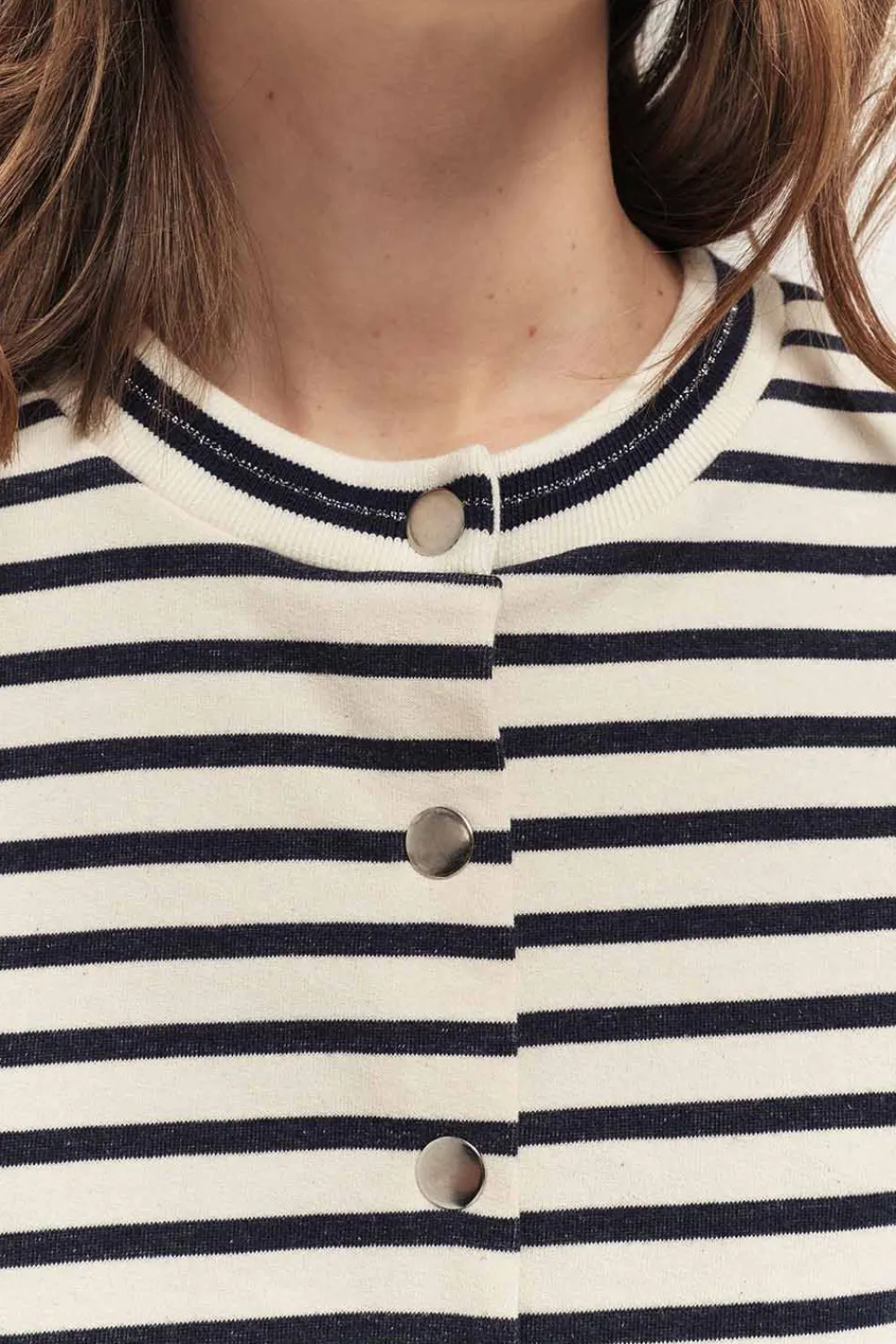 Pulls, Gilets & Sweats^One Step Manny - Cardigan Mariniere Marine A Pressions