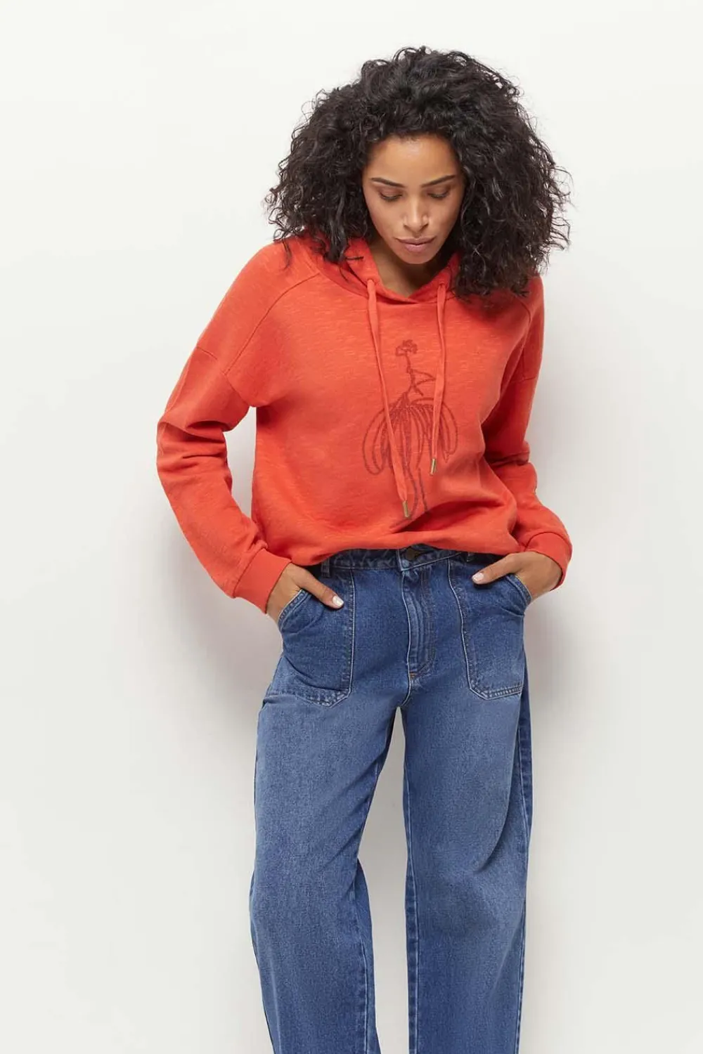 Pulls, Gilets & Sweats^One Step Maori - Sweat Capucine Coton Bio Visuel Danseuse Flocage Gomme Paillete