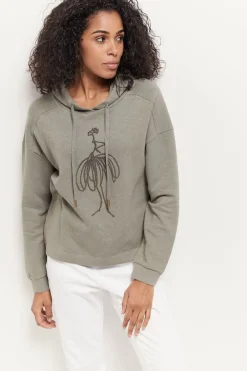 Pulls, Gilets & Sweats^One Step Maori - Sweat Vetiver Coton Bio Visuel Danseuse Flocage Gomme Paillete