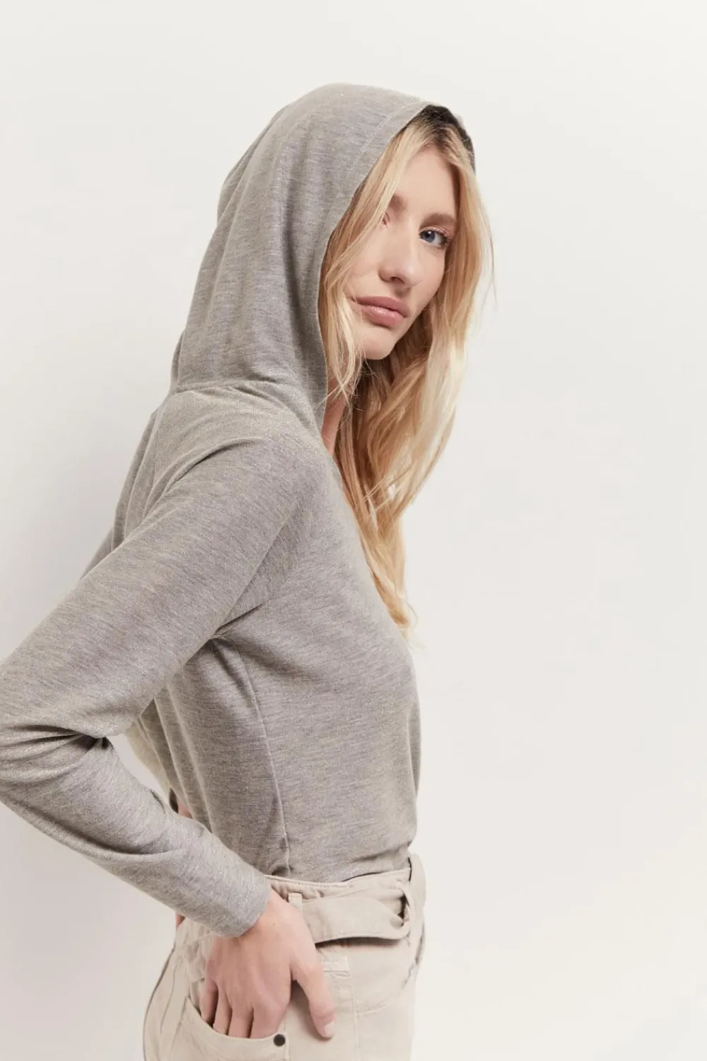 T-Shirts^One Step Mara - T-Shirt Platine A Capuche Et Manches Longues