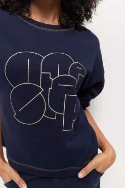 Pulls, Gilets & Sweats^One Step Marcus - Sweat Marine Visuel Monogramme Dore