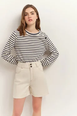 Pulls, Gilets & Sweats^One Step Melker - Sweat Mariniere Ecru Raye Marine