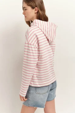 T-Shirts^One Step Melki - T-Shirt Ecru Rayures Roses Et Serigraphie Danseuse