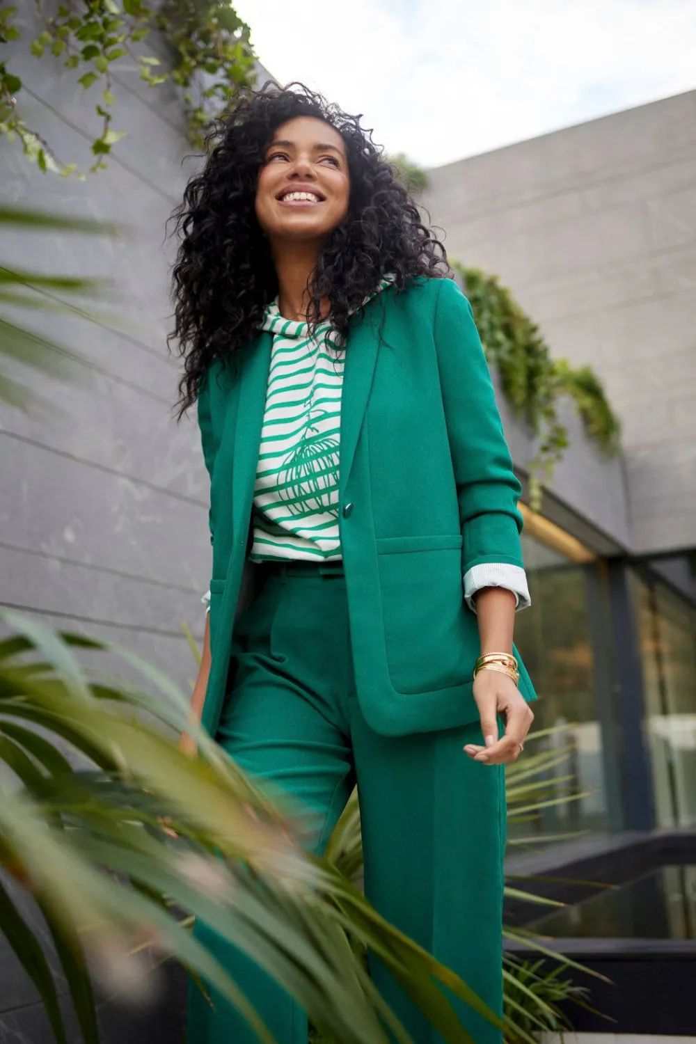 T-Shirts^One Step Melki - T-Shirt Ecru Rayures Vertes Et Serigraphie Danseuse