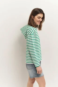 T-Shirts^One Step Melki - T-Shirt Ecru Rayures Vertes Et Serigraphie Danseuse