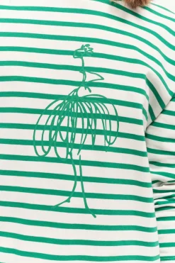 T-Shirts^One Step Melki - T-Shirt Ecru Rayures Vertes Et Serigraphie Danseuse