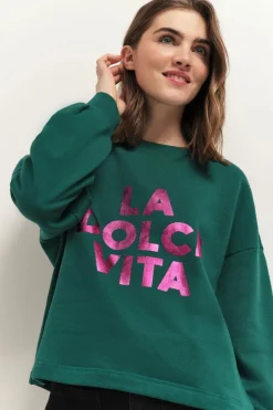 Pulls, Gilets & Sweats^One Step Meraki - Sweat Green Grass A Message Metallise