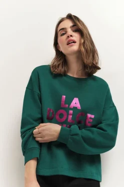 Pulls, Gilets & Sweats^One Step Meraki - Sweat Green Grass A Message Metallise