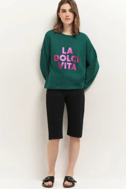 Pulls, Gilets & Sweats^One Step Meraki - Sweat Green Grass A Message Metallise