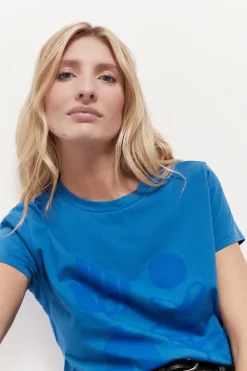 T-Shirts^One Step Mika - T-Shirt Bleu Roi Coton Bio Serigraphie Palmiers