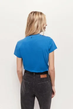 T-Shirts^One Step Mika - T-Shirt Bleu Roi Coton Bio Serigraphie Palmiers