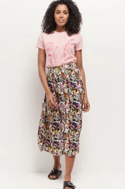 T-Shirts^One Step Mika - T-Shirt Rose Saumon Coton Bio Serigraphie Palmiers