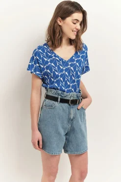 T-Shirts^One Step Millet - T-Shirt Santorin Blue A Imprime Papillon D'Azur