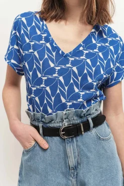 T-Shirts^One Step Millet - T-Shirt Santorin Blue A Imprime Papillon D'Azur