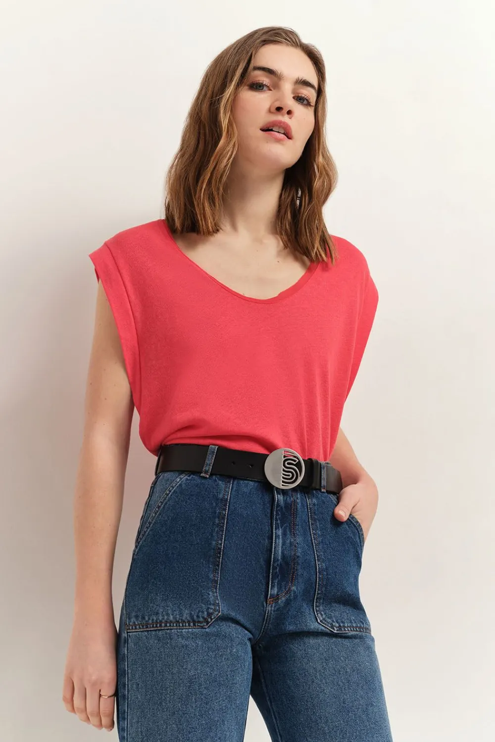 T-Shirts^One Step Mineki - T-Shirt Hibiscus Maille Coton Lin