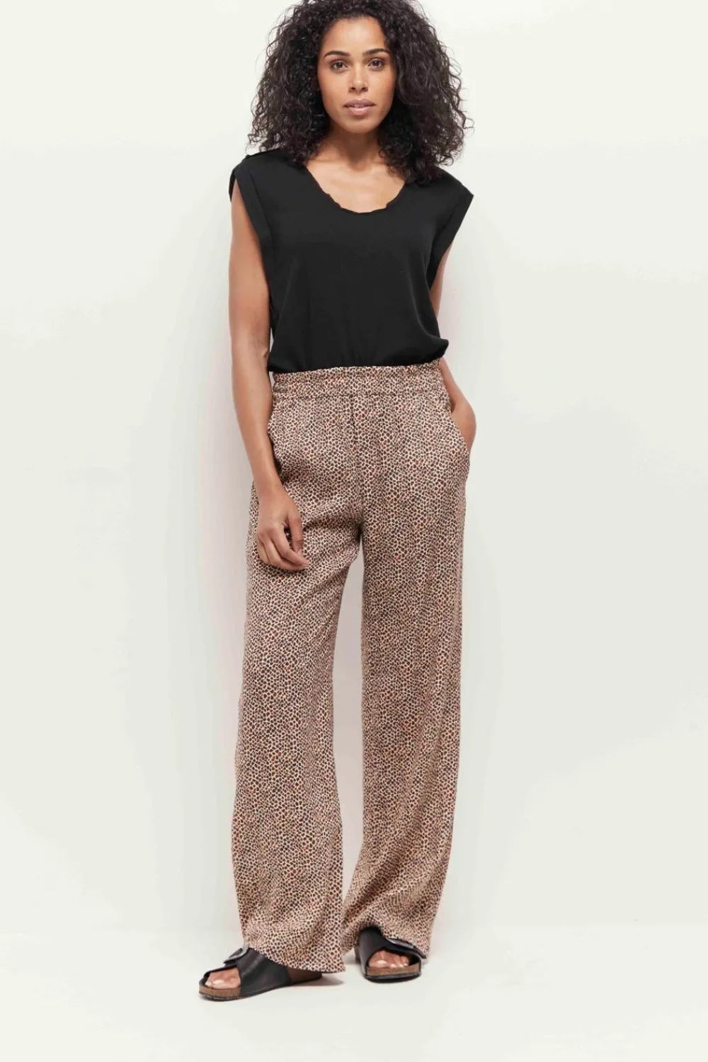 T-Shirts^One Step Mineki - T-Shirt Noir Maille Coton Lin