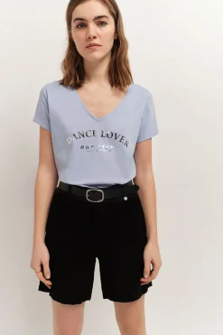 T-Shirts^One Step Miro - T-Shirt Bleu Coton Bio A Message