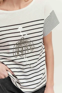 T-Shirts^One Step Molly - T-Shirt Mariniere Visuel Danseuse Metallisee