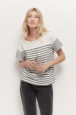 T-Shirts^One Step Molly - T-Shirt Mariniere Visuel Danseuse Metallisee