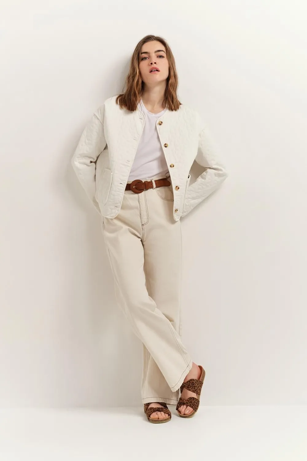 Chaussures^One Step O.Oman - Mules Caramel En Cuir Velours A Motif Leopard