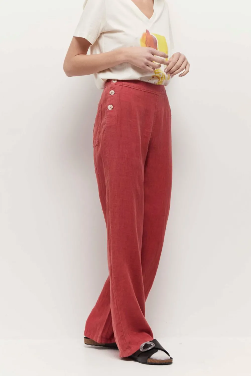 Denims & Pantalons^One Step Pamela - Pantalon A Pont Chilipepper En Lin