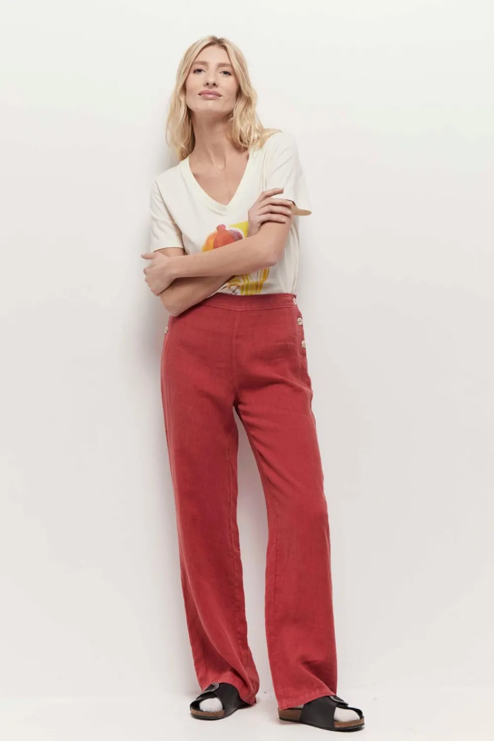 Denims & Pantalons^One Step Pamela - Pantalon A Pont Chilipepper En Lin