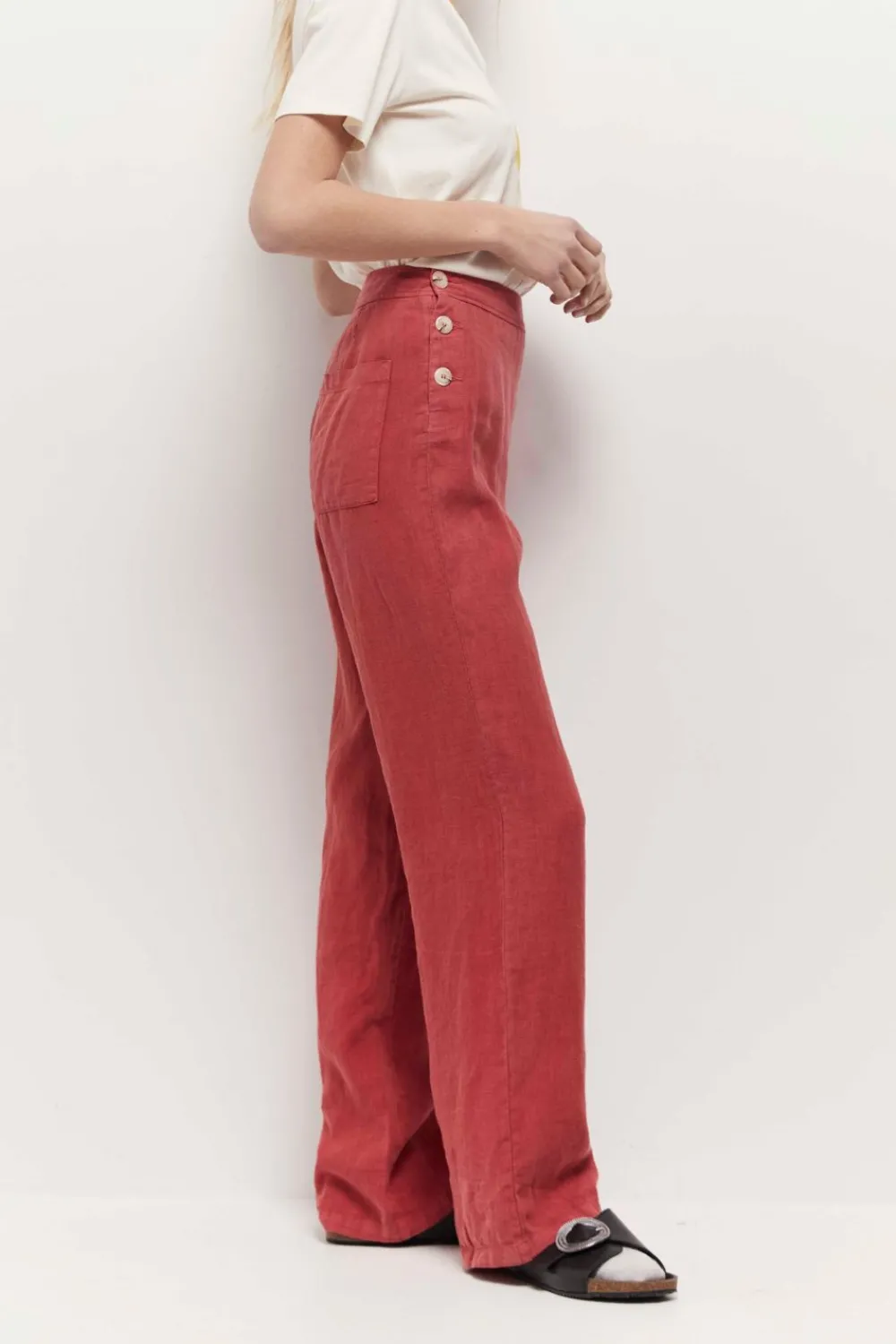 Denims & Pantalons^One Step Pamela - Pantalon A Pont Chilipepper En Lin