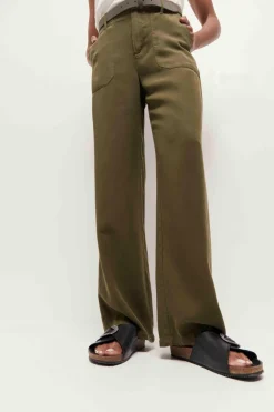 Denims & Pantalons^One Step Pandora - Pantalon Large Kaki En Lyocell®