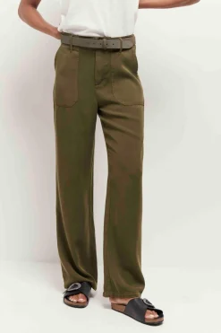 Denims & Pantalons^One Step Pandora - Pantalon Large Kaki En Lyocell®