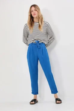 Denims & Pantalons^One Step Pearl - Pantalon Neo-Carotte Santorin Blue Ceinture