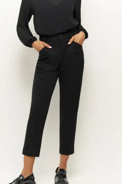 Denims & Pantalons^One Step Poppy - Pantalon Droit Noir Facon Laine Froide