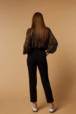 Denims & Pantalons^One Step Poppy - Pantalon Droit Noir Facon Laine Froide