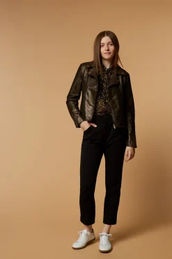 Denims & Pantalons^One Step Poppy - Pantalon Droit Noir Facon Laine Froide