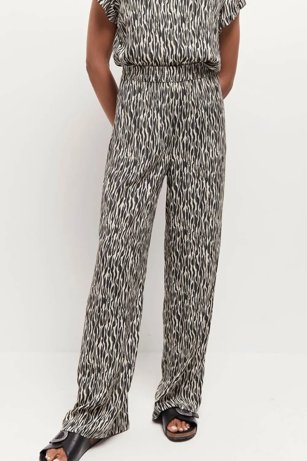 Denims & Pantalons^One Step Pride - Pantalon Beige Lenzing Ecovero A Imprime Zebre Abstrait